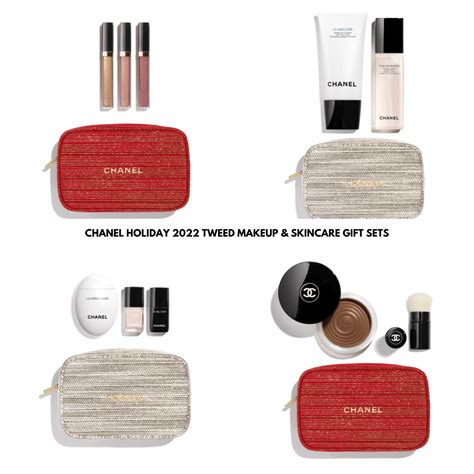 chanel holiday 2022 tweed makeup bag|Chanel gift sets 2022.